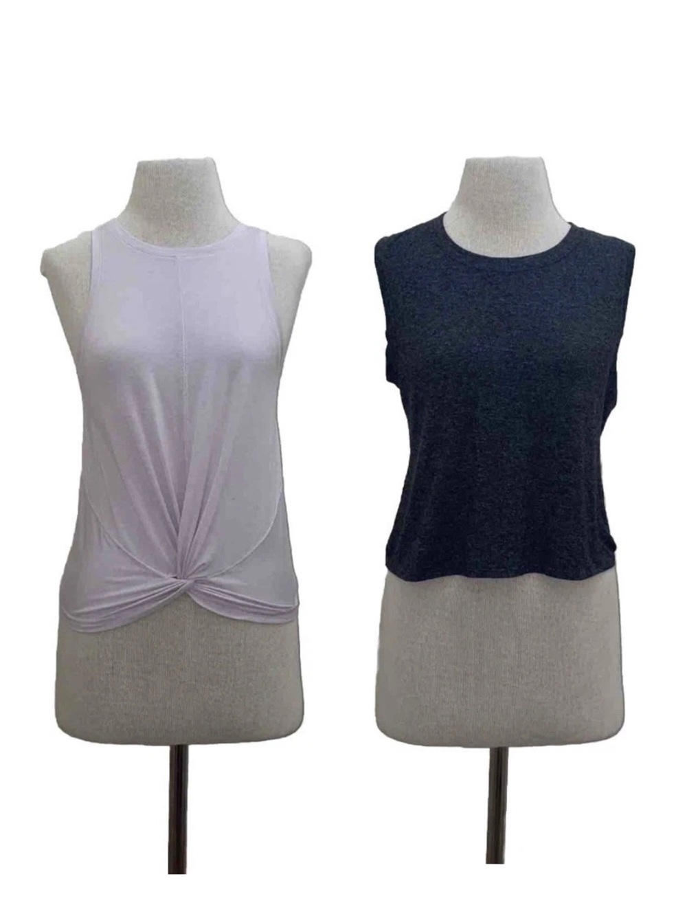 Athleta Lot Of 2 Gray/Pink Loungewear Sleeveless Twist Knot Tank Tops Size Small